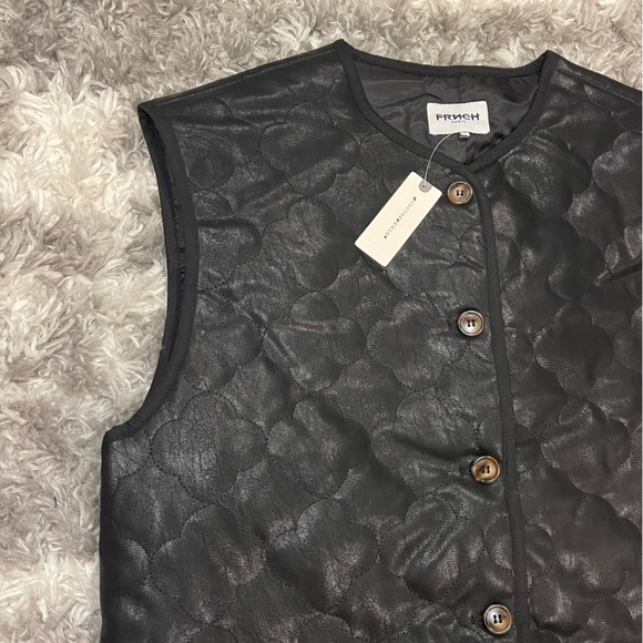 NWT Anthropologie FRNCH x Goethe Faux Leather Quilted Vest - Picture 3 of 6